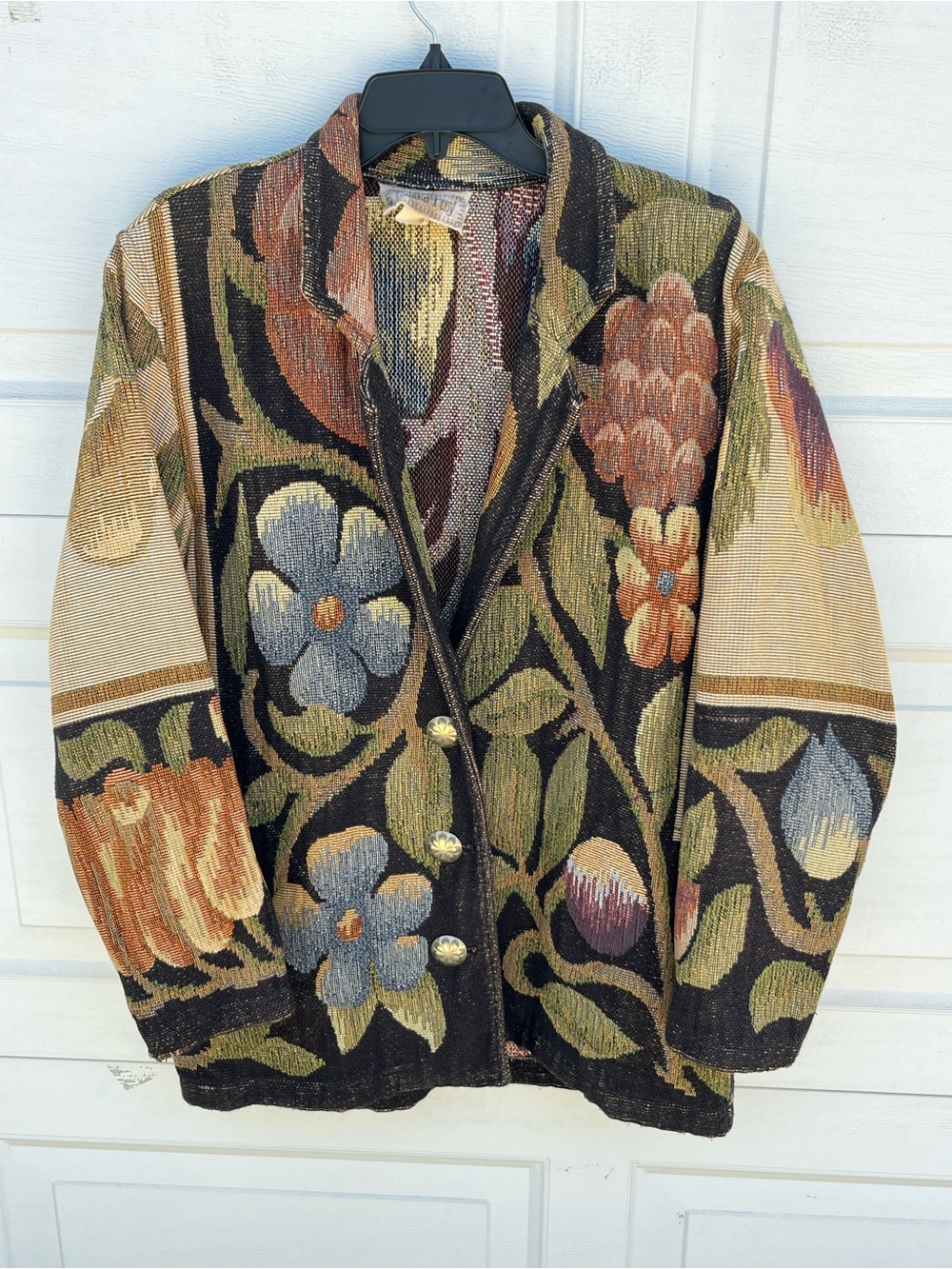 Women's Vintage Painted Pony Tapestry Jacket floral L